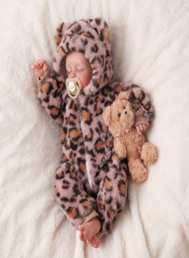 BABESIDE Reborn Baby Doll Clothes Set for 17-22 Inch Dolls, Cozy Babydolls Clothes Onesie with Hat for Lifelike Reborn Baby Doll Accessories, Leopard Print - Image 5